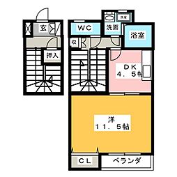 アブニールK 1DKの間取図画像