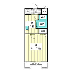イーストサイドスクエア 1Kの間取図画像