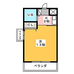 ジョイフル宝ヶ丘 1Kの間取図画像