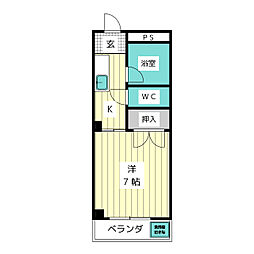 グリーンビレッジB棟 1Kの間取図画像