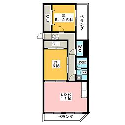 浅野ビル 2LDKの間取図画像