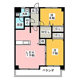 ホワイトホフマン 2LDKの間取図画像