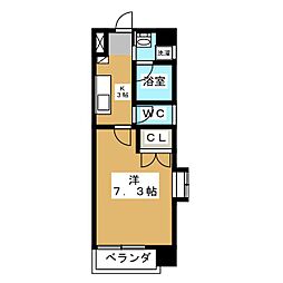 アールズタワー宝が丘 1Kの間取図画像