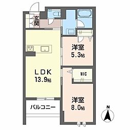 リーベン メーア 2LDKの間取図画像