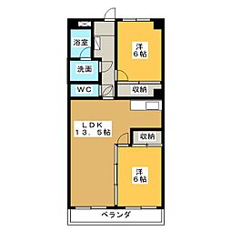 宮地興産ビル 2LDKの間取図画像