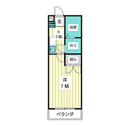 コーポみやび 1Kの間取図画像