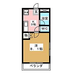 ウッドベルハイツ 1Kの間取図画像
