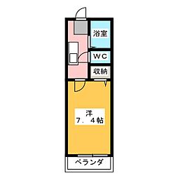 猪高台フルール 1Kの間取図画像