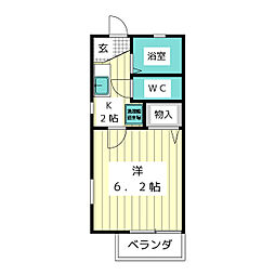 グリーンハウスダイアン 1Kの間取図画像
