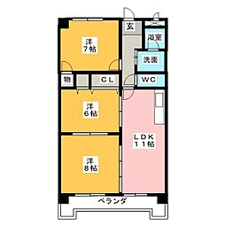 ハイムビーオール2 3LDKの間取図画像