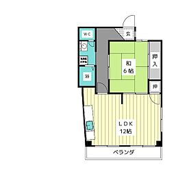 スカイハイツ 1LDKの間取図画像