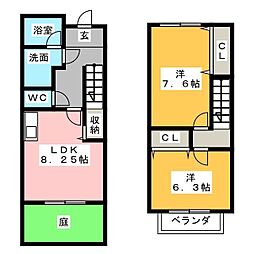 グレイス東山 2LDKの間取図画像