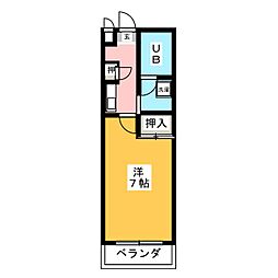 ハイツかなれ 1Kの間取図画像
