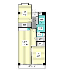シャンポール幹1 2LDKの間取図画像