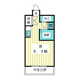ヴィラフェニックス ワンルームの間取図画像