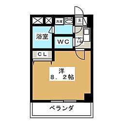 イースタンヒルズ藤が丘2 1Kの間取図画像