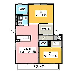 グリーンベア 2LDKの間取図画像