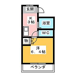 レジデンスオーミ第2 1Kの間取図画像