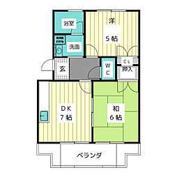 マンション森貢 2DKの間取図画像
