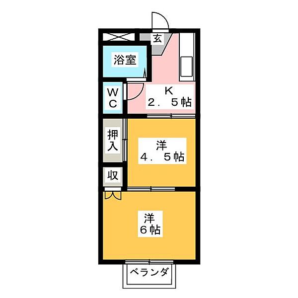 パームデールＡ棟 ｜愛知県名古屋市守山区野萩町(賃貸アパート2K・2階・31.46㎡)の写真 その2