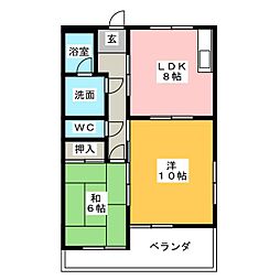 グリーンビレッジ八竜 2LDKの間取図画像
