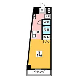 クレール大森 ワンルームの間取図画像