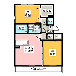 グラス　ウィン 1階2LDKの間取り