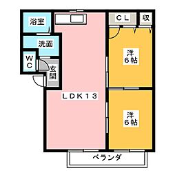 アピア永森 2LDKの間取図画像