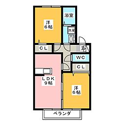 グリーンヒル 2LDKの間取図画像