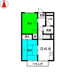 コーポNodax 2DKの間取図画像