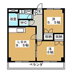 サン・アペックス西城 2LDKの間取図画像