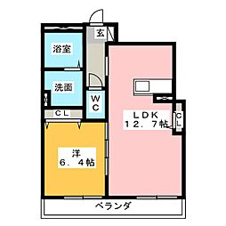 ベルモンターニュ 1LDKの間取図画像