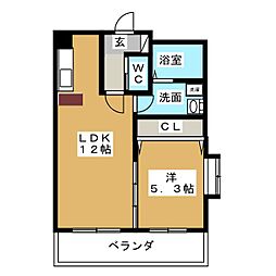 プロムナード彩 1LDKの間取図画像