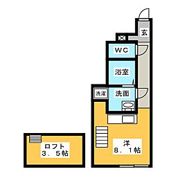 Westin ワンルームの間取図画像