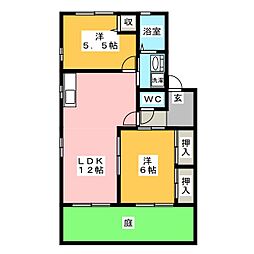 リバーサイドハイム 2LDKの間取図画像