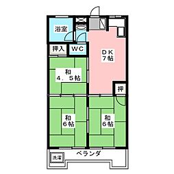 レジデンス喜多山 3DKの間取図画像