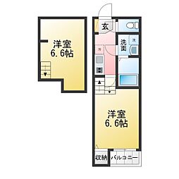 ルナフォルツァ新守西 1Kの間取図画像