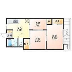 昭栄コーポラス 2DKの間取図画像