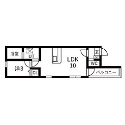 ジュエル守山II 1LDKの間取図画像