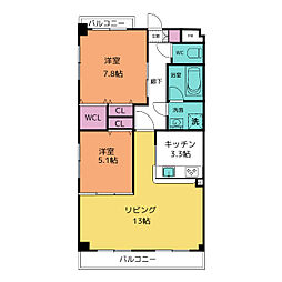 インペリアル南大高 1階2LDKの間取り