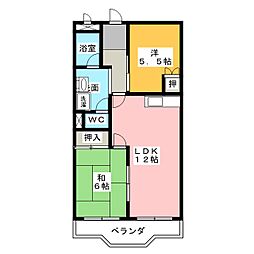 サンステージ滝ノ水 2階2LDKの間取り