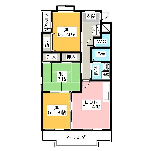 フローラ池上台 ｜愛知県名古屋市緑区池上台３丁目(賃貸マンション3LDK・3階・65.00㎡)の写真 その2