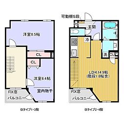 レジデンス　グリシナ 3階2LDKの間取り