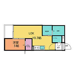 名古屋市緑区大高町字鶴田アパート 1LDKの間取図画像