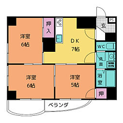 テラスレジデンス鳴海B 3DKの間取図画像