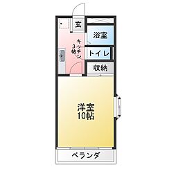 ロワヴェール美咲 1Kの間取図画像