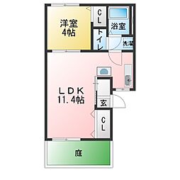 レジデンスミドリA 1LDKの間取図画像