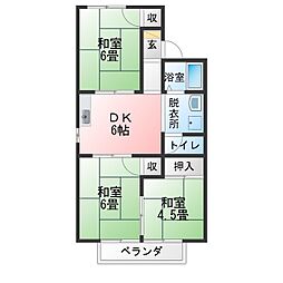 ハイツ神宮戸B棟 3DKの間取図画像