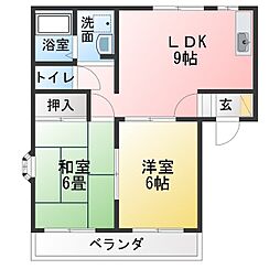 シモン滝ノ水A 2LDKの間取図画像