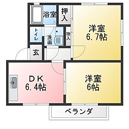 ドミール・イズミ 2DKの間取図画像
